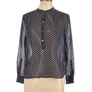 J Crew Sheer Navy Patterned Blouse